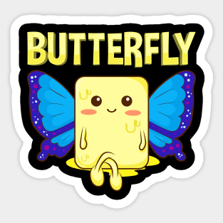 Cute Butterfly Stick Of Butter With Wings Pun Sticker